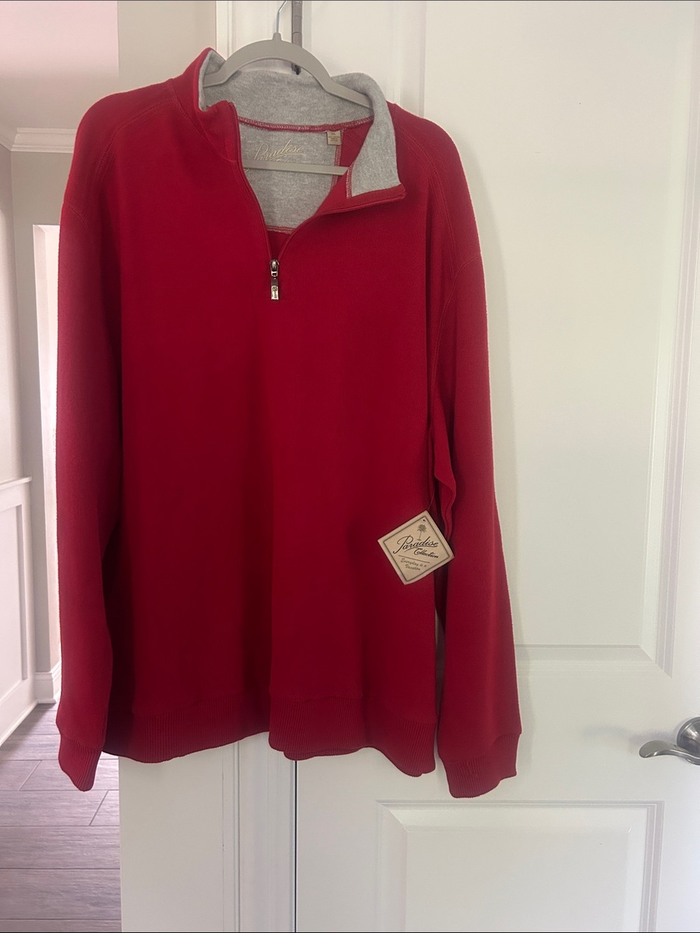 Men's Red Quarter-Zip Sweater - Classic Pullover